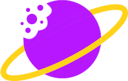 Purple bitten cookie planet with yellow rings